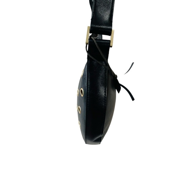 ALLSAINTS Half Moon Eyelet Shoulder Crossbody Bag Black 100% Lamb Leather NEW - Picture 8 of 16